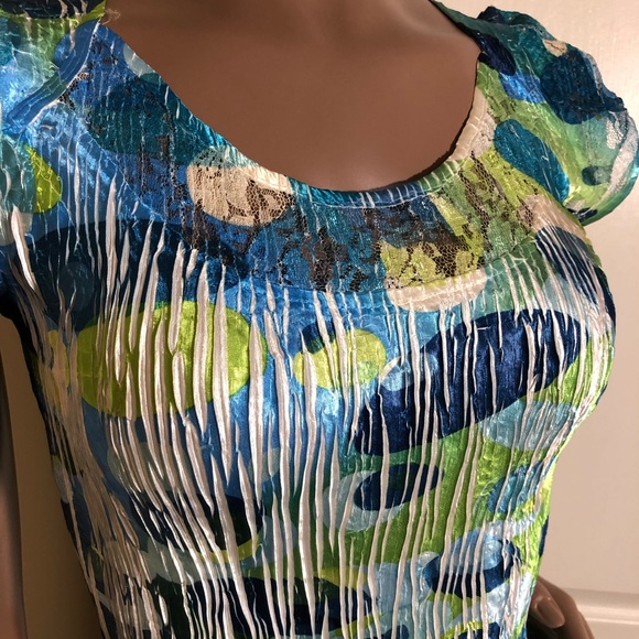 Komarov Geometric Stretch Pleated A Line Dress - Picture 3 of 6